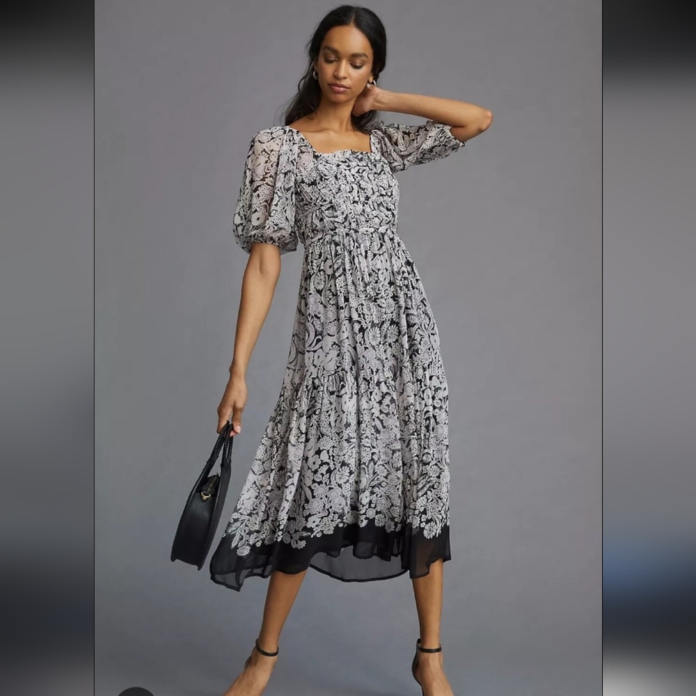 Anthropologie Smocked Midi Dress - Picture 3 of 8